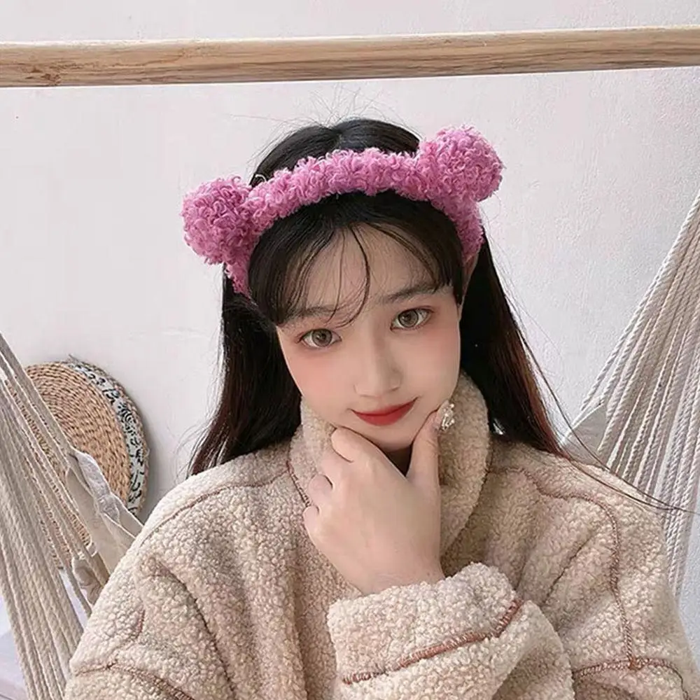 Простая Женская повязка для волос с маленьким медвежонком из овечьей шерсти