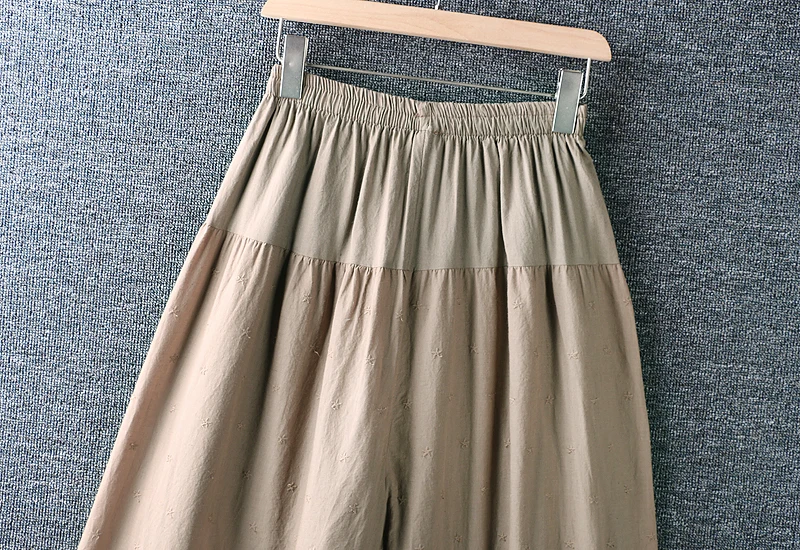 

2021 New Spring Women Pants Japan Style Mori Girl Literary Fresh Cotton linen Embroidery Solid Color Wide Leg Pants