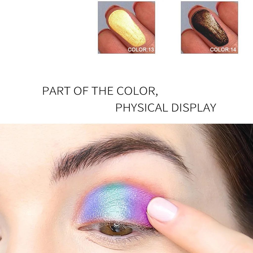14 Colors Jelly Shimmer Glitter Eyeshadow Cream Highlighter Glow Metallic Chunky Eye Glitter FestivalParty Make Up Palette#YH