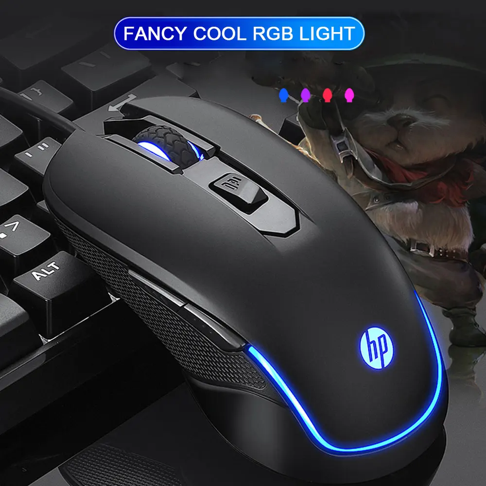 Hp M200 профессиональная игровая мышь, макро Проводная эргономичная RGB Бесшумная игровая мышь 2400 dpi для ПК, компьютера, ноутбука, мыши Pro Gamer