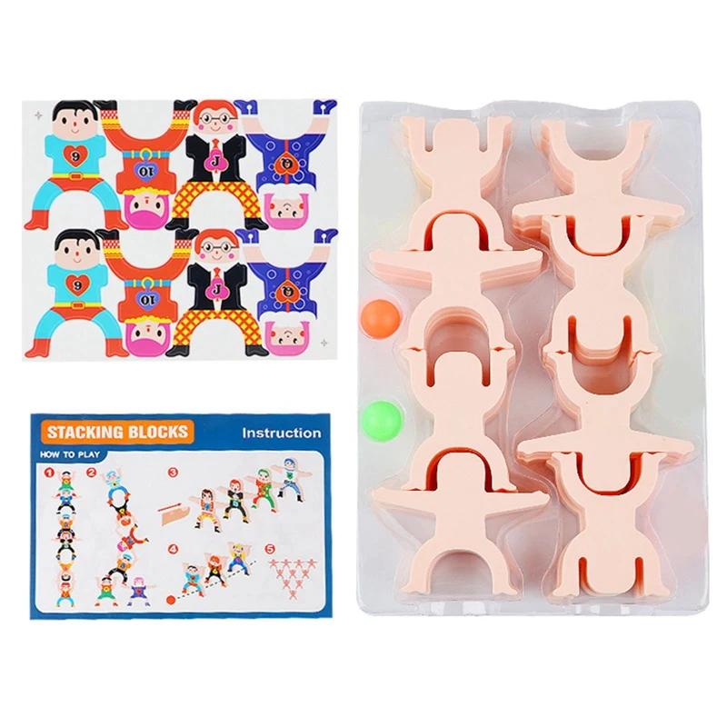 

16pcs/set Cute Human Figure Building Blocks Parent-child Stacking High Game Kids DIY Puzzle Balanced Stacking Building Toys