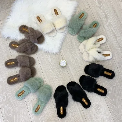 

2021 Women Shoes winter Fluffy Slippers Shoes for Women Home Ladies Slides Sandals Flip Flops Female Flat with Indoor slippers