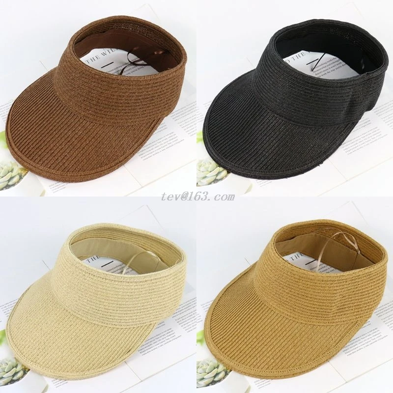 

Женская летняя пустая шапочка, однотонная соломенная плетеная шляпа с широкими полями, с защитой от ультрафиолета, дышащая Регулируемая пл...