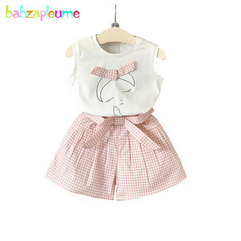 2 шт./2-6 лет/Летняя одежда для маленьких девочек наряды мультяшная Милая белая