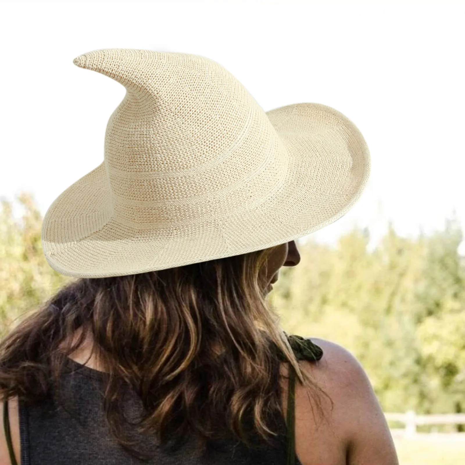 Женская кожаная шляпа ведьмы на Хэллоуин складной костюм вязаная крючком теплая