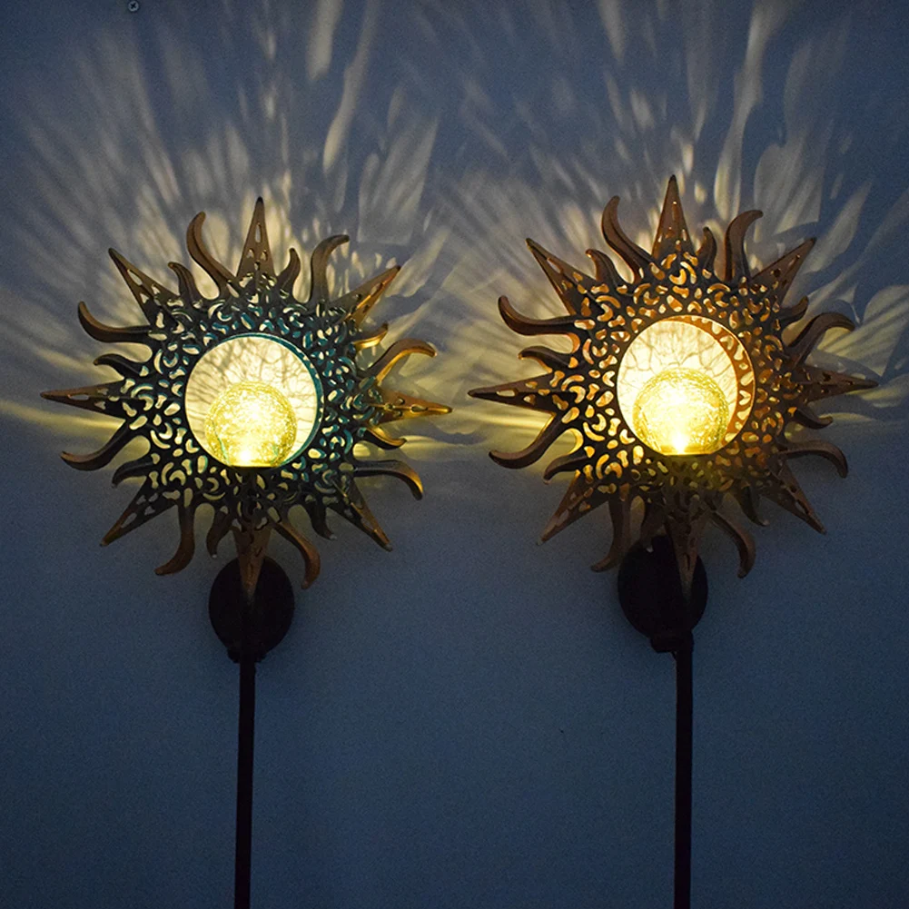 

Solar Led Sun Moon Flame Light Waterproof Ip65 Retro Iron Landscape Lawn Lamps For Any Path Decorate Home Driveway