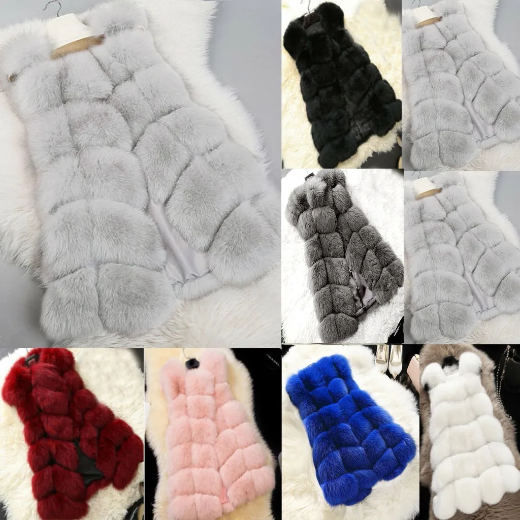 Женский меховой жилет s S 4XL из искусственного меха без рукавов теплая куртка