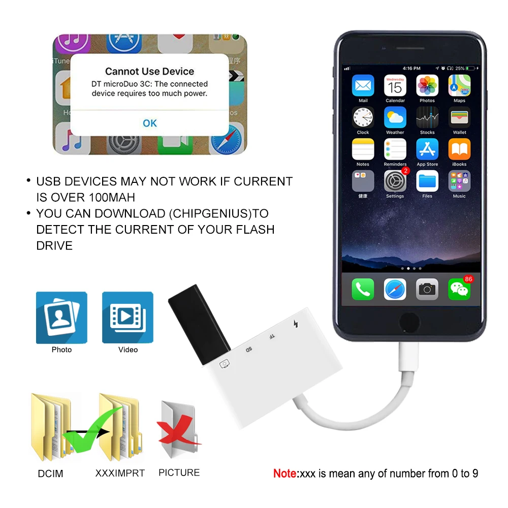 4 в 1 комплект для подключения SD TF карты камеры Lightning к USB устройству чтения адаптер
