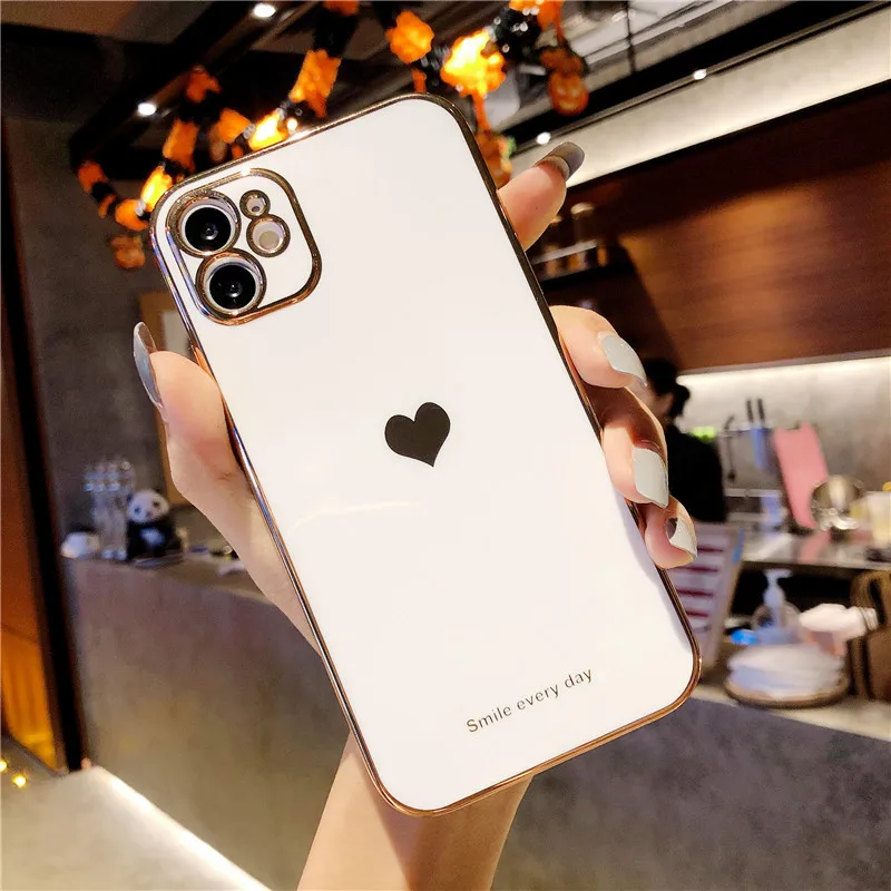 

Phone Case Electroplated Straight edge plating love heart For iPhone XS Max