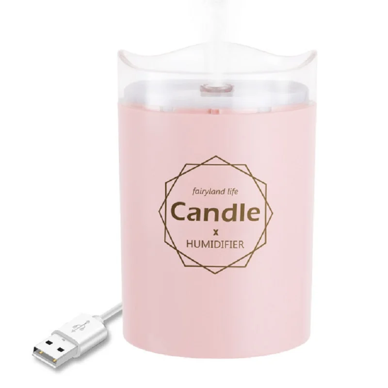 300ML Ultrasonic Air Humidifier USB Essential Oil Diffuser Anion Car Purifier Aroma Mist Maker Candle with Romantic Soft Light | Бытовая