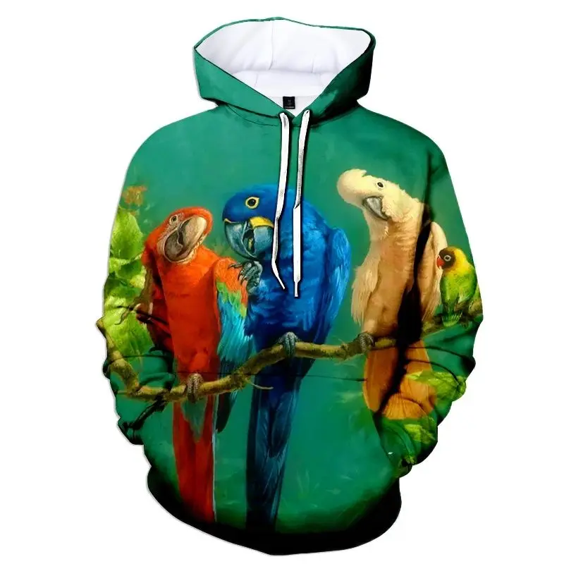 

Men And Women New Fashion Cute Animal Pattern Hoodie Parrot 3D Printing Fun Sweater 4XL