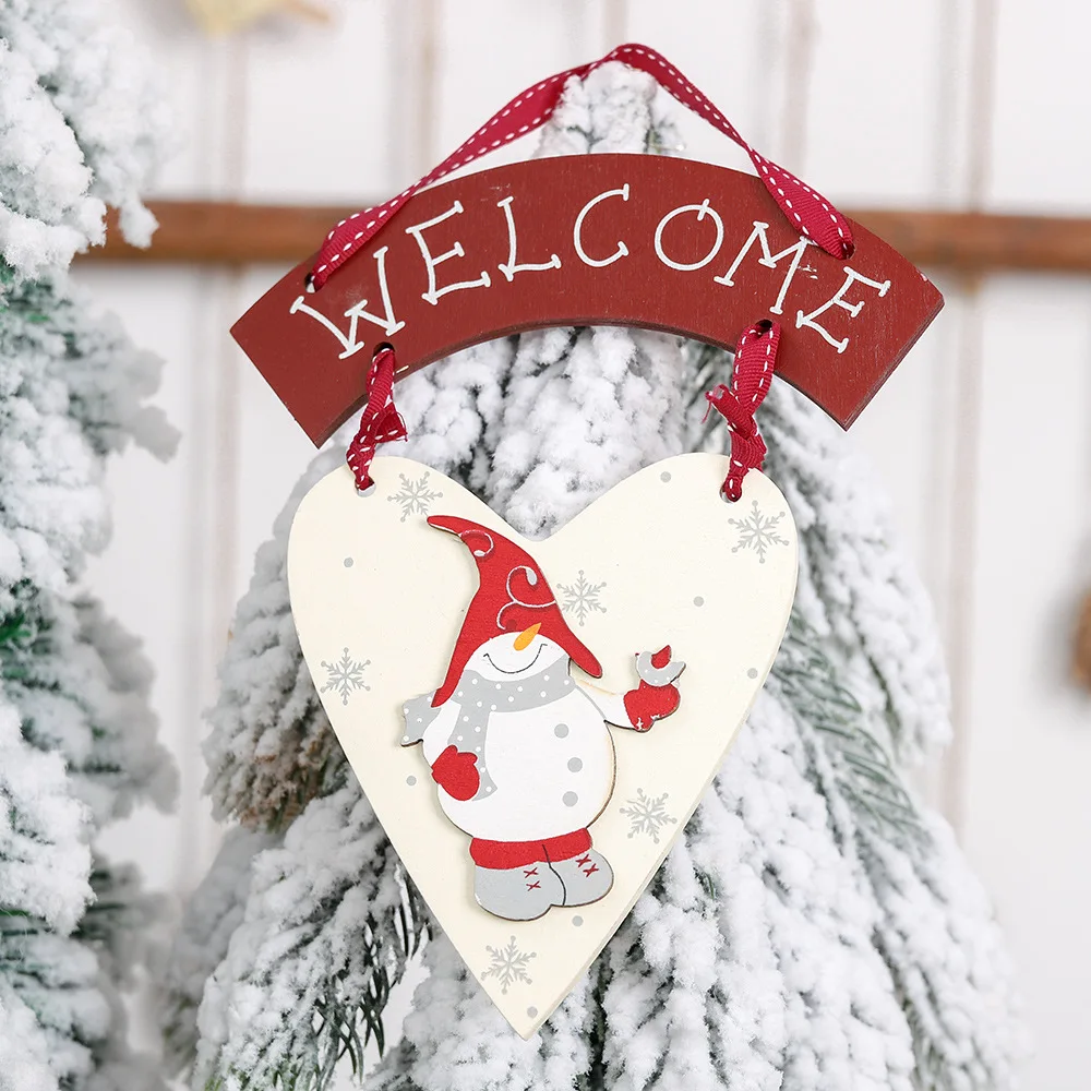 

New Welcome Christmas Decoration Christmas Wooden Love Snowman Listing Decoration Welcome Door Hanging Tree Pendant for Home