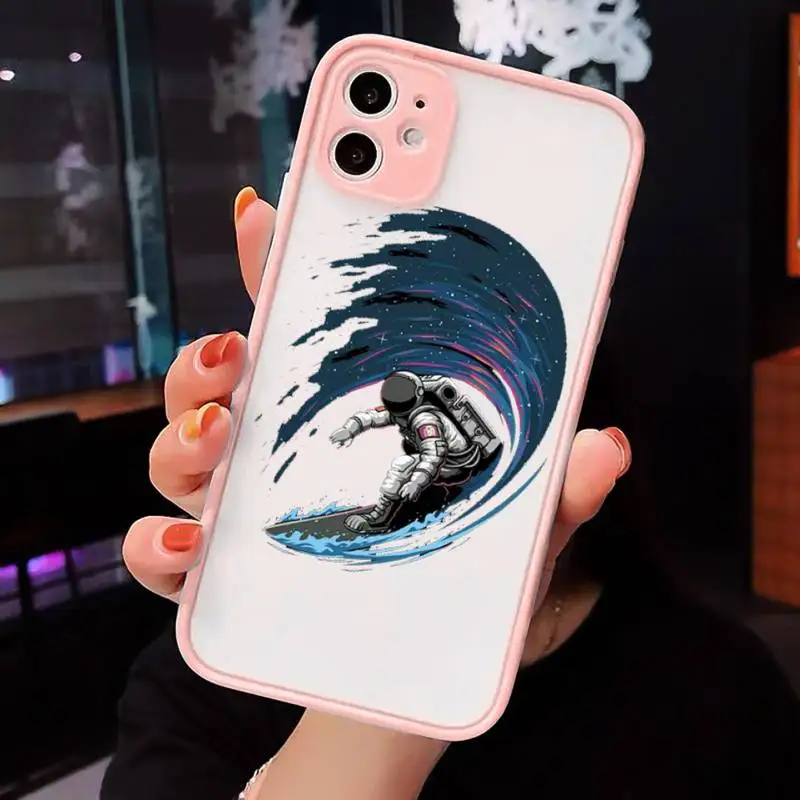 

Astronaut universe cartoon cute Phone Case matte transparent For iphone 7 8 11 12 plus mini x xs xr pro max cover