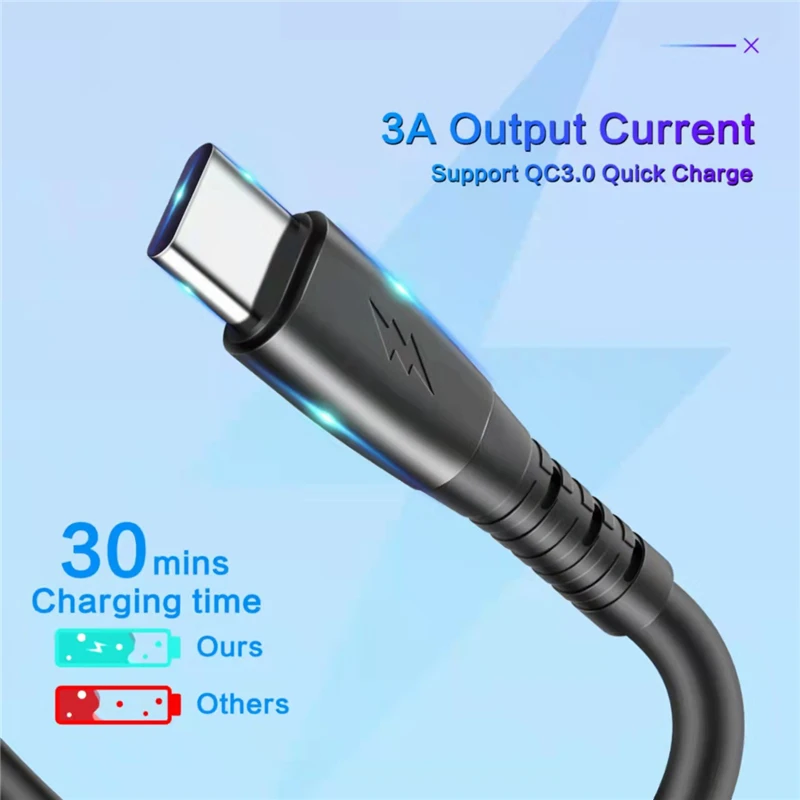 Кабель USB Type-C 3A для быстрой зарядки и передачи данных Huawei P40 Pro P30 P20 Lite Honor 30 20 10 Xiaomi