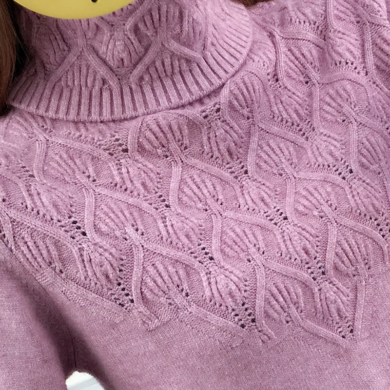 

Floral Thick Turtleneck Warm Women Sweater Autumn Winter Knitted Femme Pull High Elasticity Soft Female Pullovers Sweater