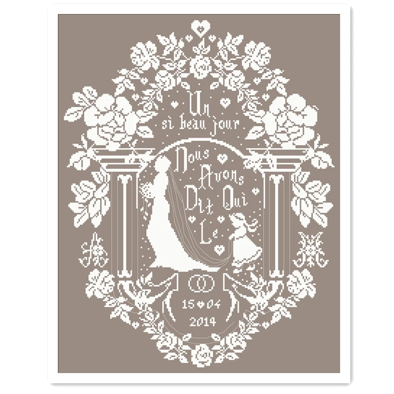 

Bride cross stitch wedding beauty woman design package 14ct light coffee cloth cotton thread embroidery DIY handmade needlework