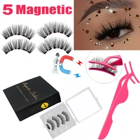 lekofo new 5 magnetic eyelashes 3d magnet mink lashes thick faux cils magnetique natural handmade eye lashes free false eyelashe