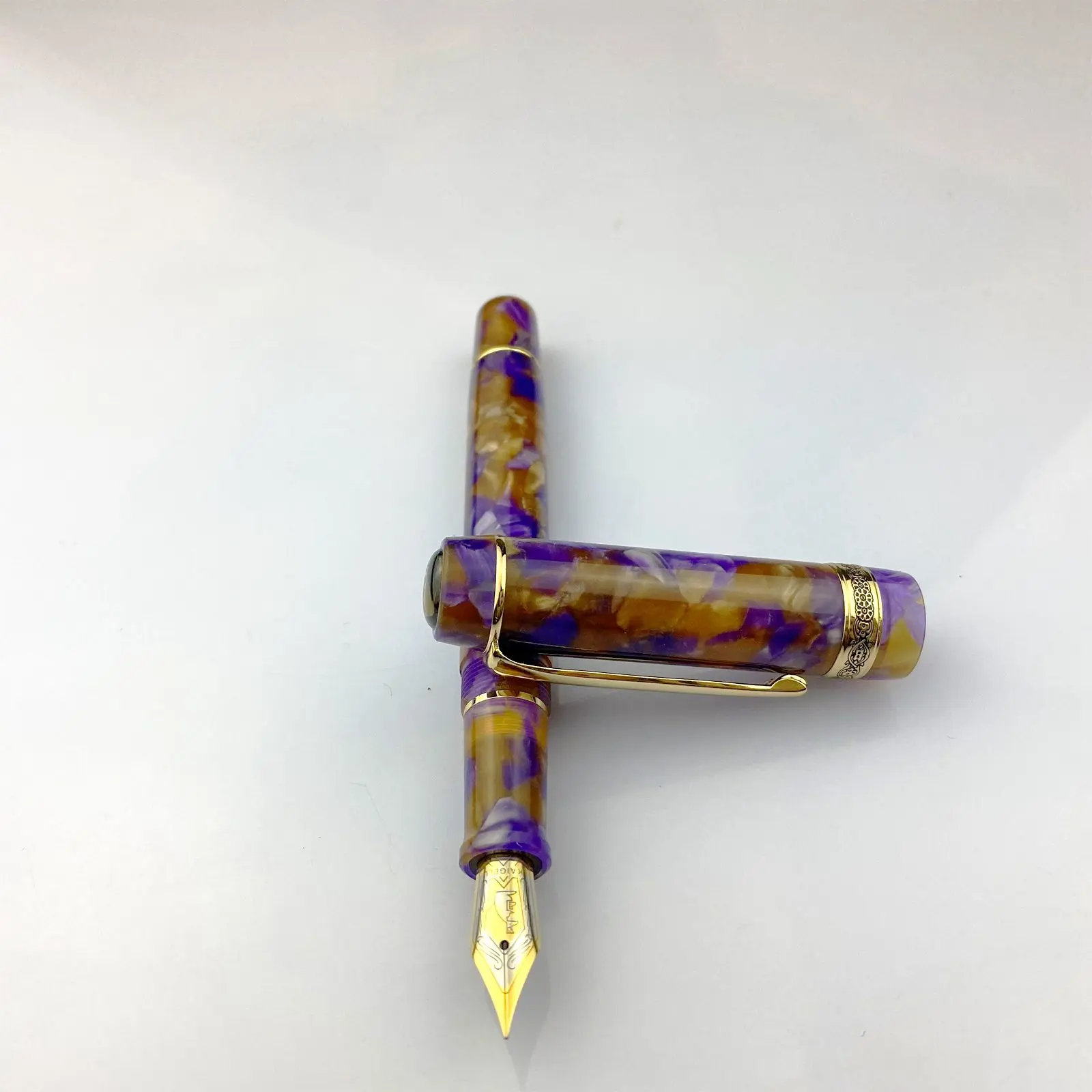

Kaigelu 316A Purple Brown Celluloid Fountain Pen Iridium EF F M Nib Gift Pen Writing Ink Pen Office Business school pens new