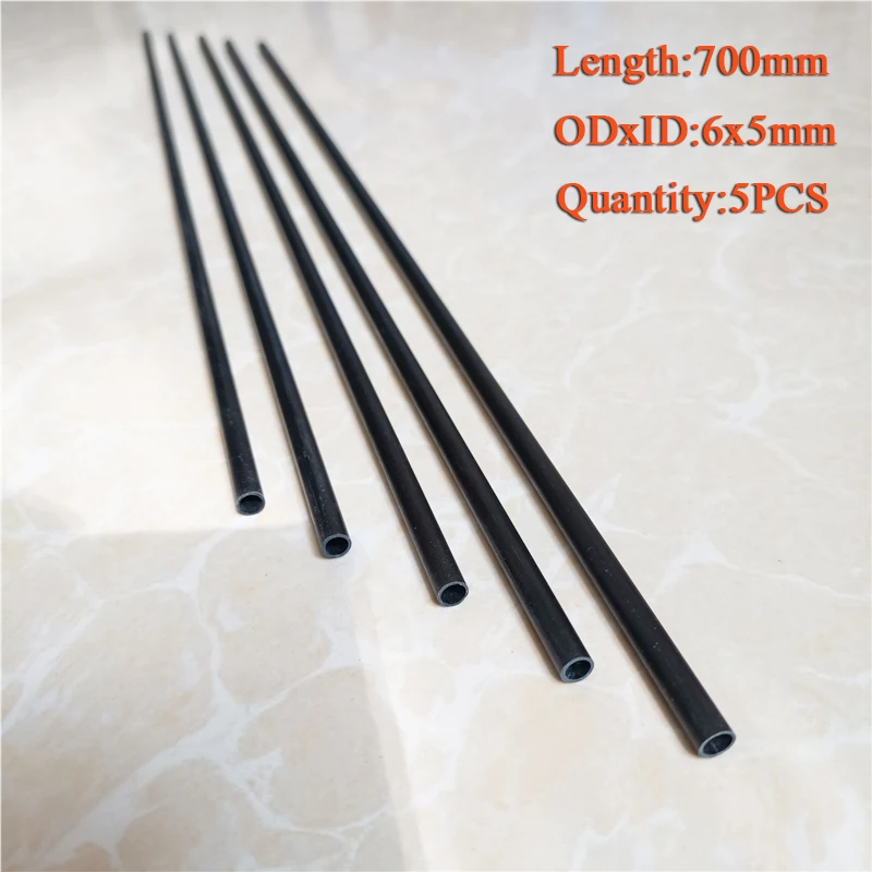 5PC High Strength Carbon Fiber Tube 6x5x700mm Hollow Rod for RC Plane DIY Quadcopter Arm Model Accessories | Игрушки и хобби
