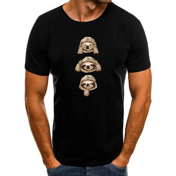 

no evil sloth Print T Shirts Summer Arrival Men Tshirt High Quality Cotton Short Sleeve T-Shirts