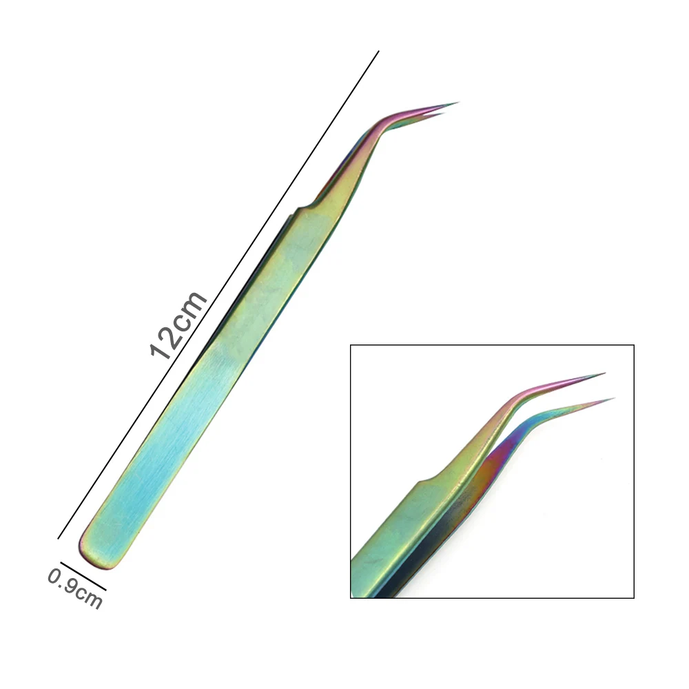 1 шт. Радуга Цвет прямые/Изогнутые Пинцет ногти искусство Стикеры Стразы ресниц