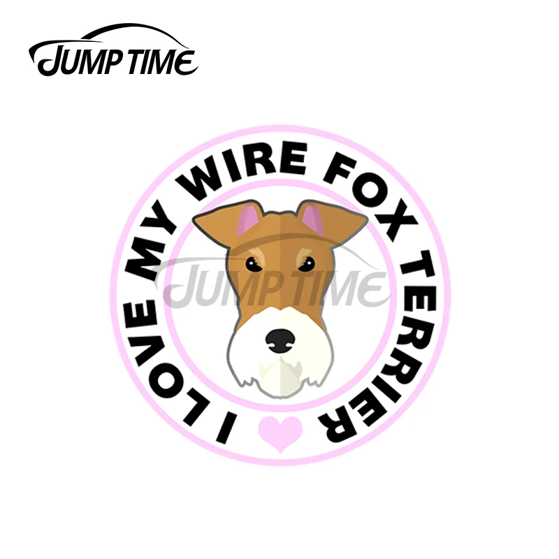 

Автомобильные наклейки JumpTime 13x13 см для Love My Wire Fox Terrier, креативные наклейки с защитой от царапин для окон, семейное украшение