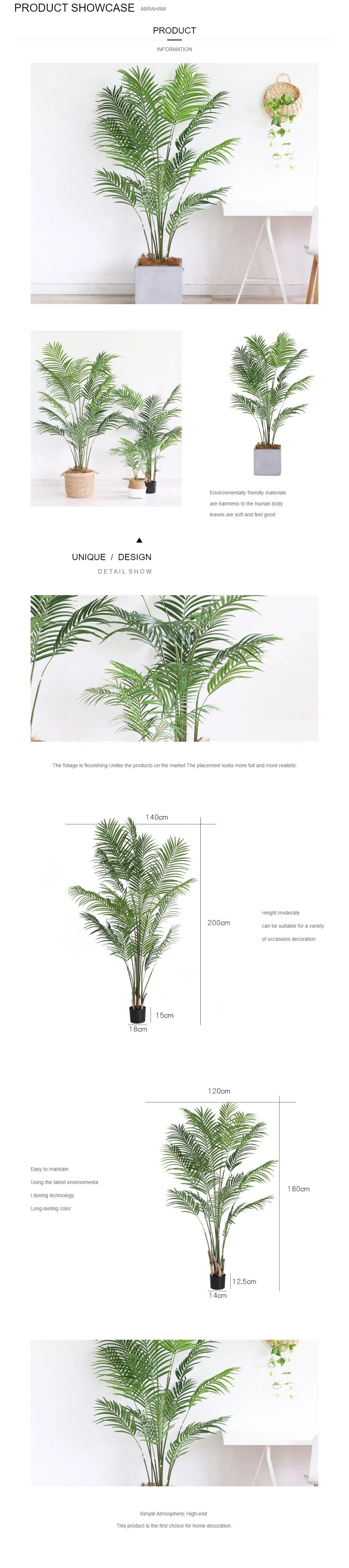220cm Tropical Plants Large Artificial Palm Tree Green Plastic Palm Leaves Indoor Fake Monstera Tree For Home Office Shop Decor