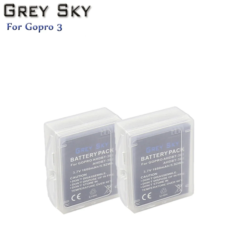 2battery Go Pro HERO 3+ батареи AHDBT-301 литий-ионная батарея AHDBT301 для GoPro HERO3 3+ аксессуары - Цвет: 2battery