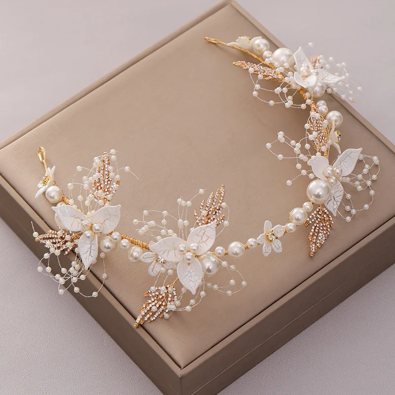 

New Fashion Women Crystal Headband Tiara Bride Wedding Hair Accessories Girls Flower Pearl Headpiece Hair Ornament Jewelry