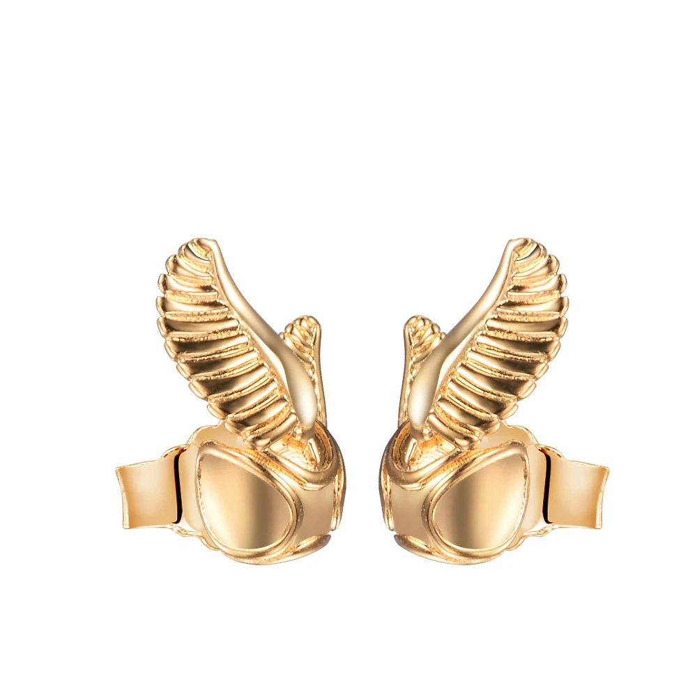 Pendientes de tuerca de alas doradas para mujer, joyería de plata de ley 2021, fabricación de joyas de fiesta
