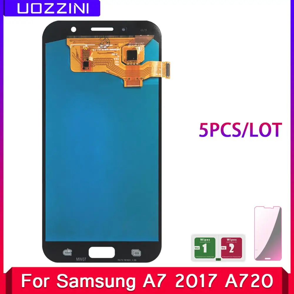 5 шт./лот Super AMOLED для Samsung Galaxy A7 2017 A720 A720F A720M ЖК дисплей сенсорный экран дигитайзер в