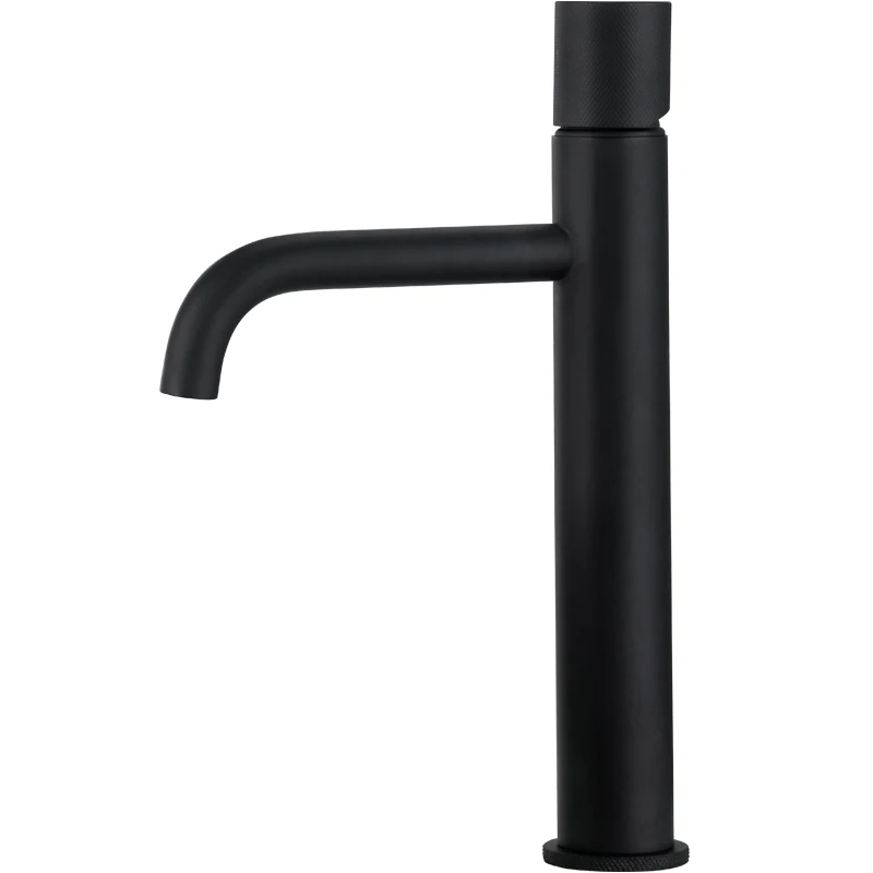 Matt Black Brass Wash Basin Faucet Deck Mounted Water Mixer Tap Knurling Design Waterfall Bathroom Vessel Sink | Обустройство дома
