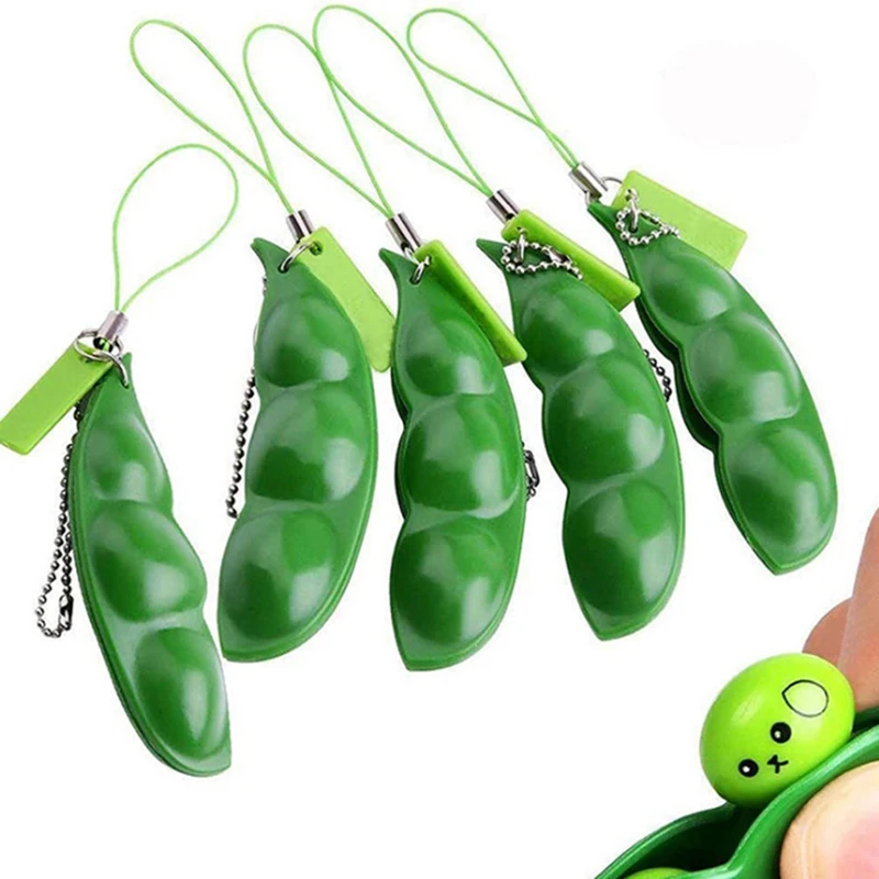

Fidget Toys Decompression Edamame Squishy Squeeze Peas Beans Keychain Cute Stress Adult Toy Rubber Boys Xmas Gift