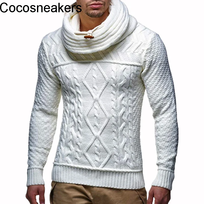 Autumn and winter 2020 new casual men s fashion pile stand collar twist knitted sweater