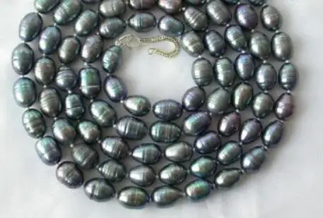 

stunning long 50" 8-9mm baroque black freshwater cultured pearl necklace h406