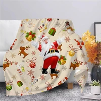 merry christmas santa claus flannel blanket 3d print hiking picnic blanket office nap blanket for aldult kid gift blanket