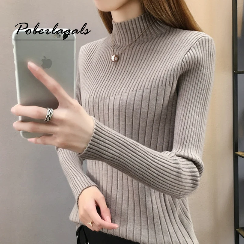 Korean fashion 2019 Winter autumn turtleneck Sweater Women Skinny Elastic Knitted Soft Pullover Sweaters female knit Pullovers | Женская