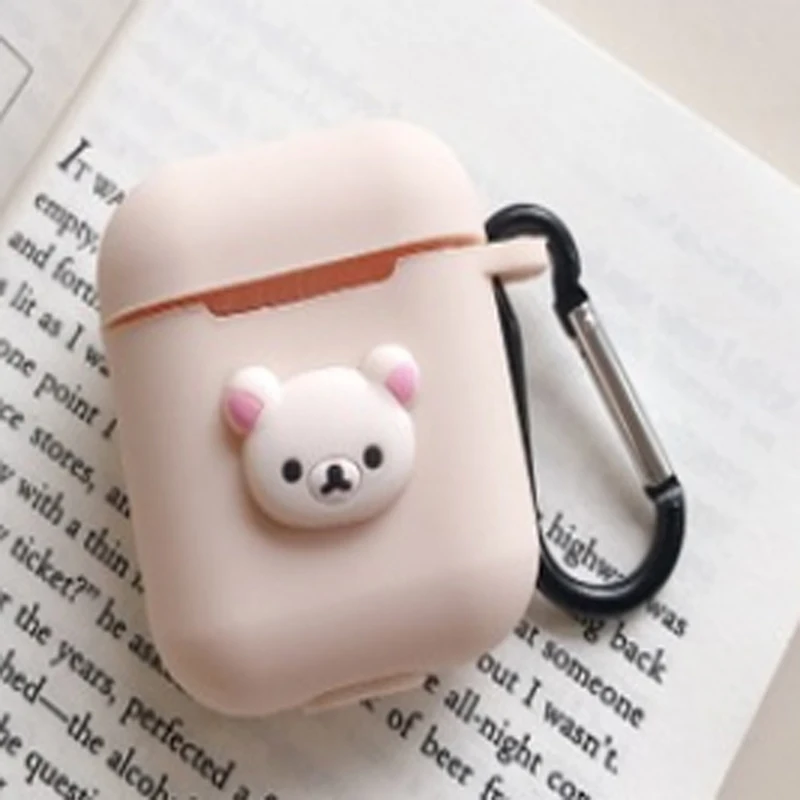 Bluetooth беспроводные наушники чехол s для Apple Air pods наушники Защитные для AirPods чехол мультяшный с карабином