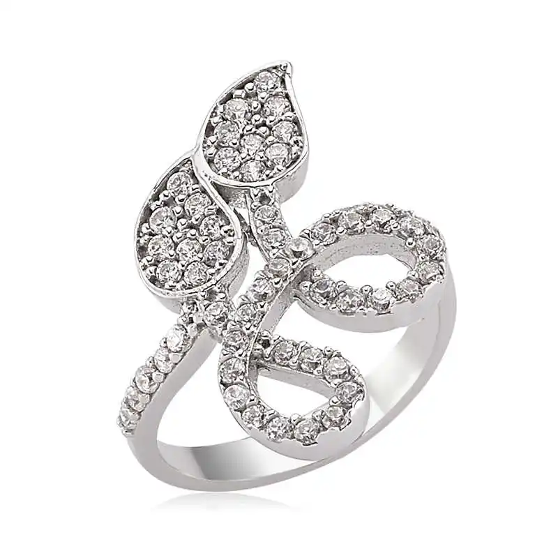 

Серебряное женское кольцо Silverlina с листьями