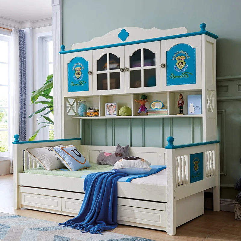 Детская двухъярусная кровать мульти функциональный шкаф комбинированная с