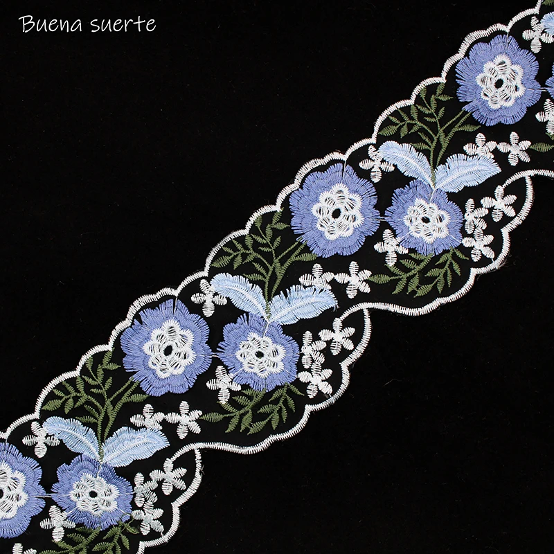 1 ярд красочный цветок красный кружевной край отделка Лента ткань вышитая