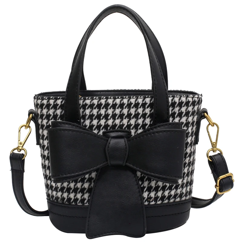 

Bow Brand High Quality Bucket Crossbody Handbags Beautiful Women 2021 Winter Bags for Black Female Casual Shoulder