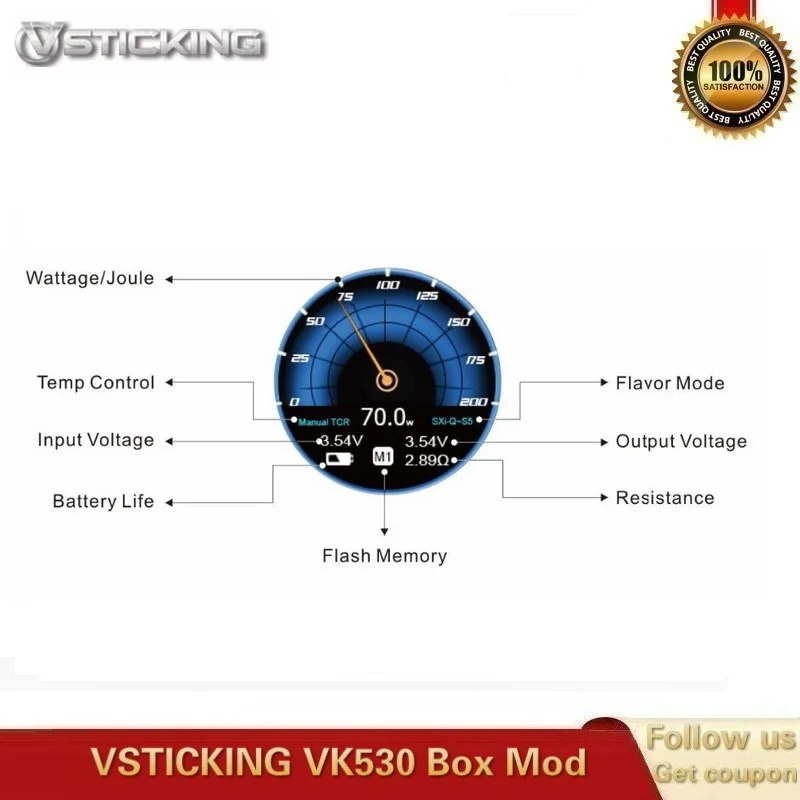 Оригинальная электронная сигарета vtacking VK530 200 Вт бокс мод питание от двух