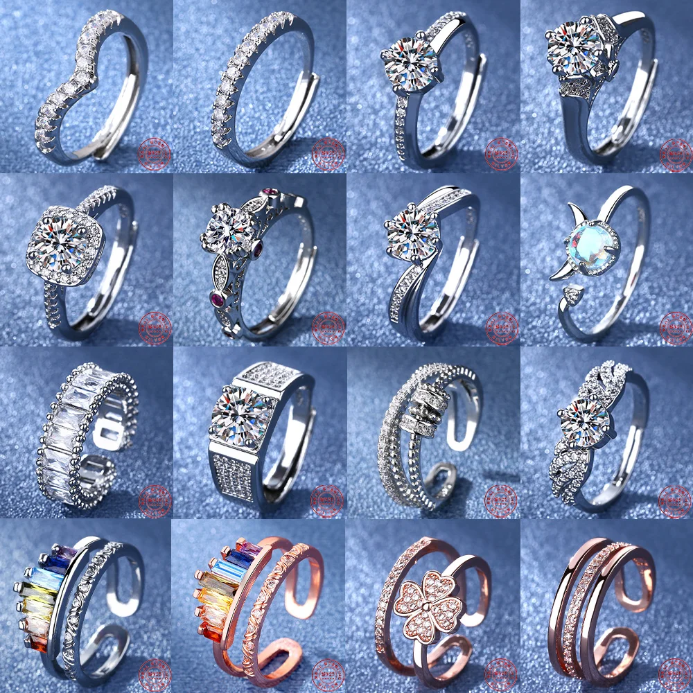 

Four-Leaf-Clover Star Crown 925 Sliver Knuckle Rings For Women Crystal Star Crescent Geometric Female Rings Set Jewelry 2021