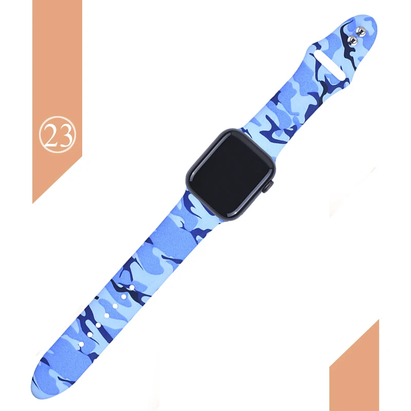 Цветочные полосы для Apple watch Series 5 4 3 2 1 40 мм 44 мм, силиконовый ремешок с принтом для iWatch Series 5 4 3 2 1 38 мм 42 мм - Цвет ремешка: Color 23