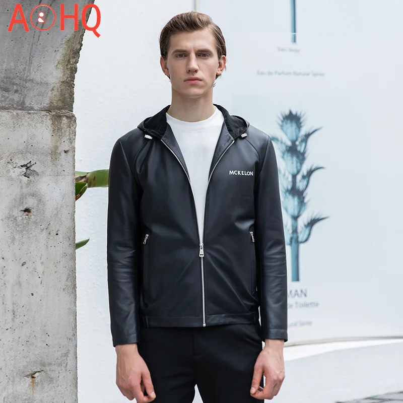 

2021 New Genuine Sheepskin Leather Jacket Men Hooded Clothes Men's Autumn Coat Short Jackets Chaquetas Hombre LXR1098