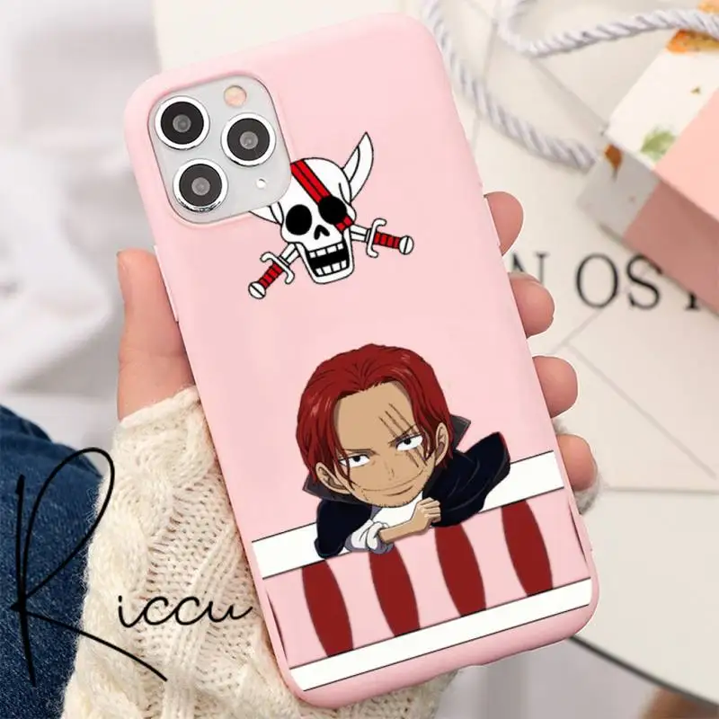 

one Piece Japan Anime cute Luffy Phone Case for iPhone 8 7 6S Plus XR 11 12 Pro mini pro XS MAX Matte Candy Pink Silicone Cases