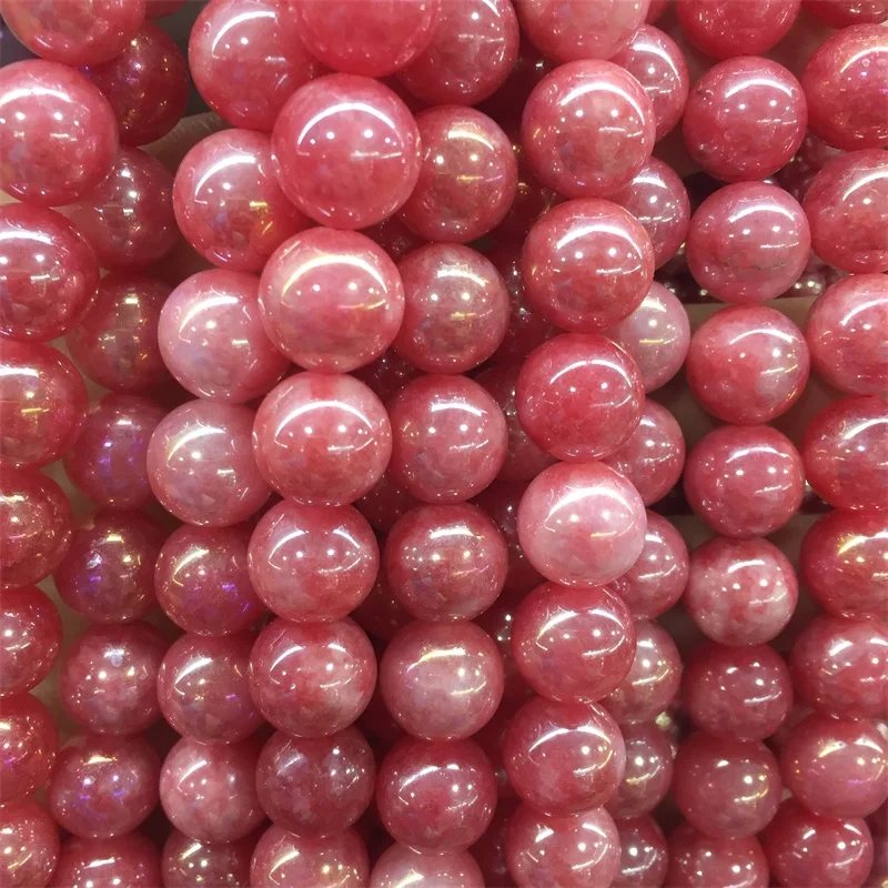 Темно красный с покрытием из Рубины камни бусины гальваническим 6/8/10/12 мм