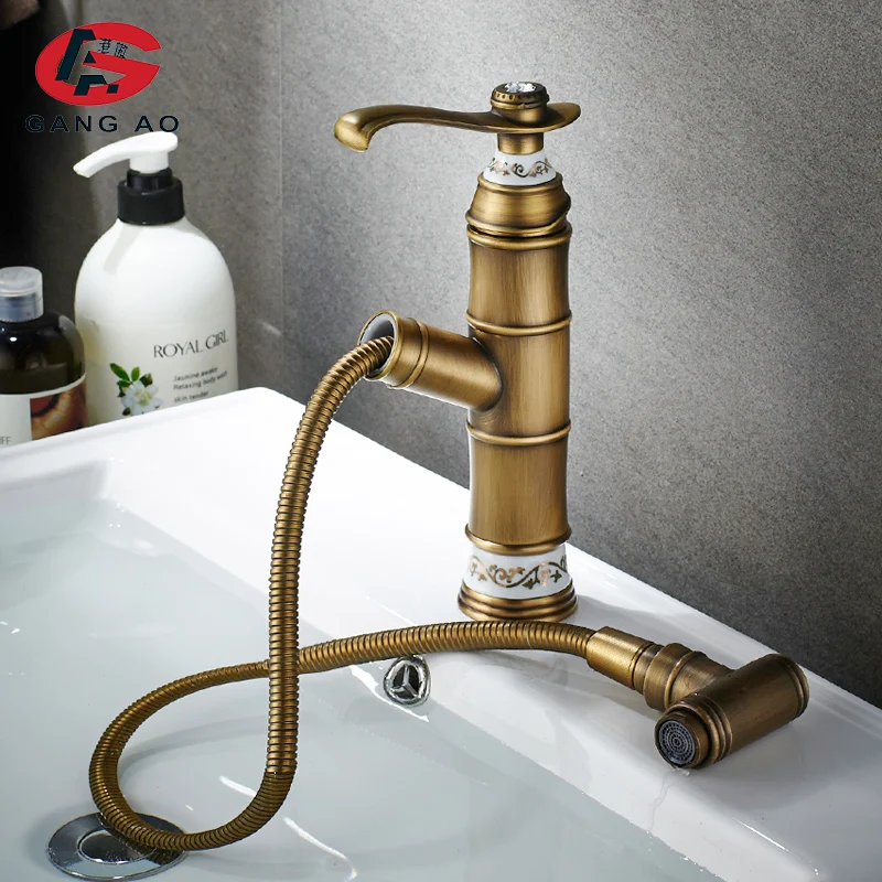 Латунный Смеситель для ванной комнаты роскошный кран на раковину две трубы
