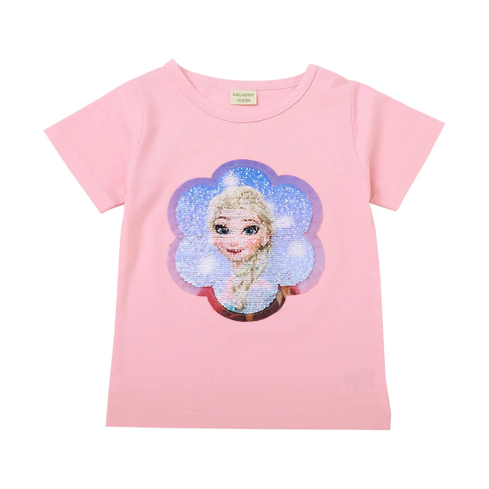 Jargazol/Милая летняя детская рубашка Футболки с блестками для маленьких девочек